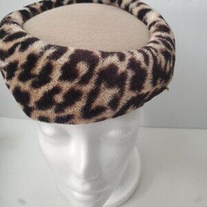 Vintage Leapard faux fur Ladies Hat 50's style
